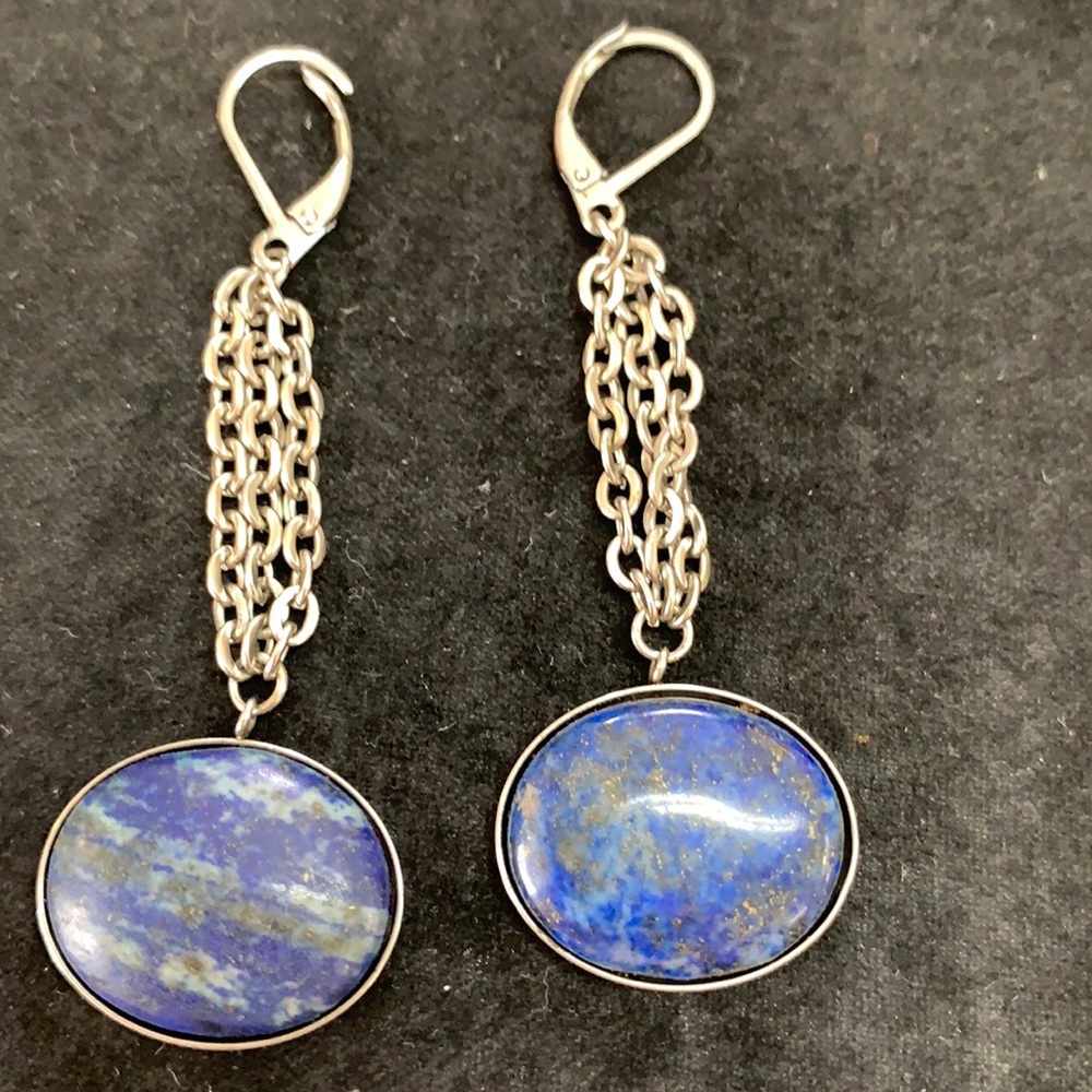 Lapis earring in stainless steel